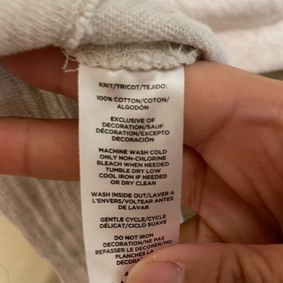 Loft Oatmeal Beige Pullover Knit Top Beaded Embroidered Shoulder Womens Large - Picture 7 of 7